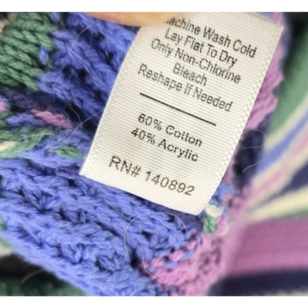 Marine Layer Sweater Womens Large Purple Blue White Striped Cotton Rory - Picture 8 of 10